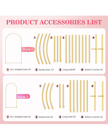 Soporte de Arco de Metal Dorado fcesuk Set de 2 2.01m 1.83m