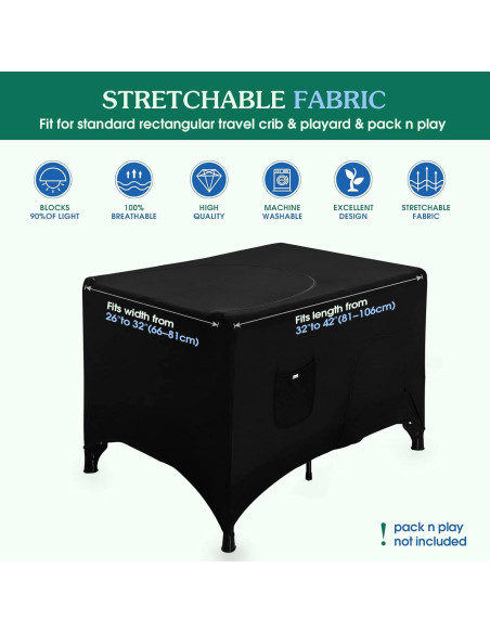 Cubierta Blackout Hiaksedt para Pack N Play 96x70 cm