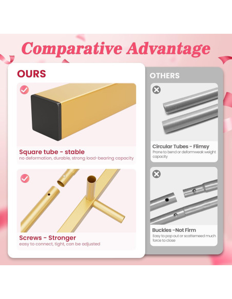 Soporte de Arco de Metal Dorado fcesuk Set de 2 2.01m 1.83m