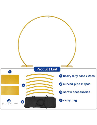 Soporte de Arco de Boda Dorado 2.2x1.9m Hecis Event