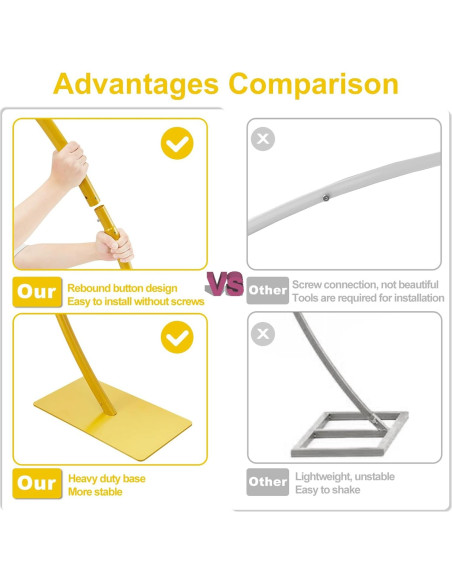 Soporte de Arco de Boda Dorado 2.2x1.9m Hecis Event