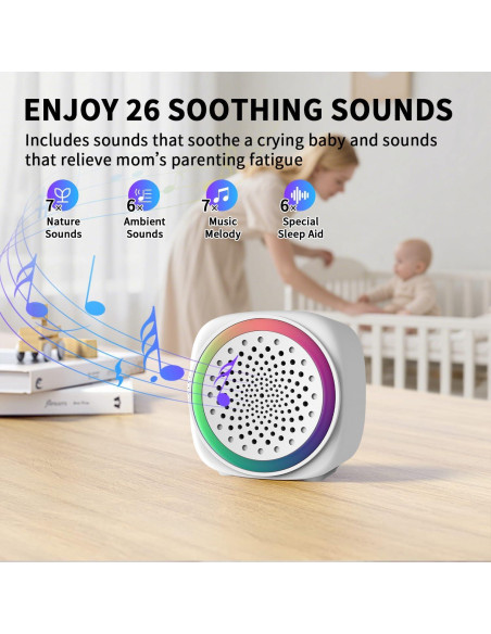 Máquina de Ruido Blanco Portátil Reglowlife - 26 Sonidos