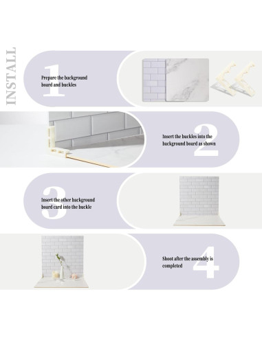 2 Tableros de Fondo Fotográfico BEIYANG 61x61 cm Mármol