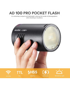 Flash Godox AD100 Pro Portátil TTL 100Ws con Batería 360 Flashes 2