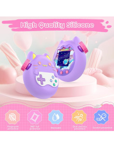 Funda Protectora KONXISA para Tamagotchi Paradise Silicona Morado 2