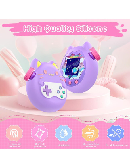 Funda Protectora KONXISA para Tamagotchi Paradise Silicona Morado
