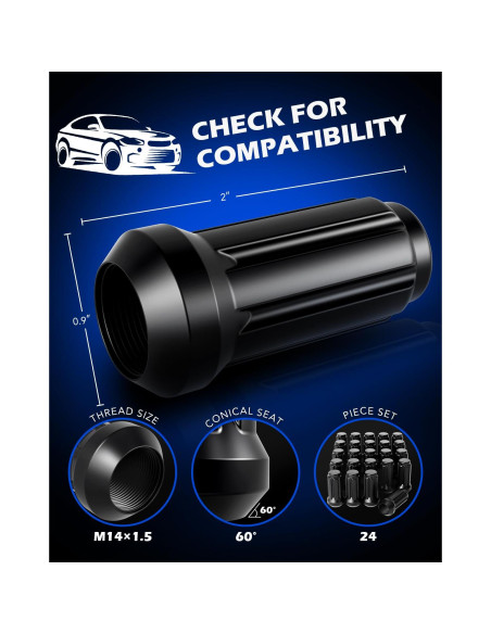 Tuercas de Rueda Orion Motor Tech M14x1.5 Negras Juego 24