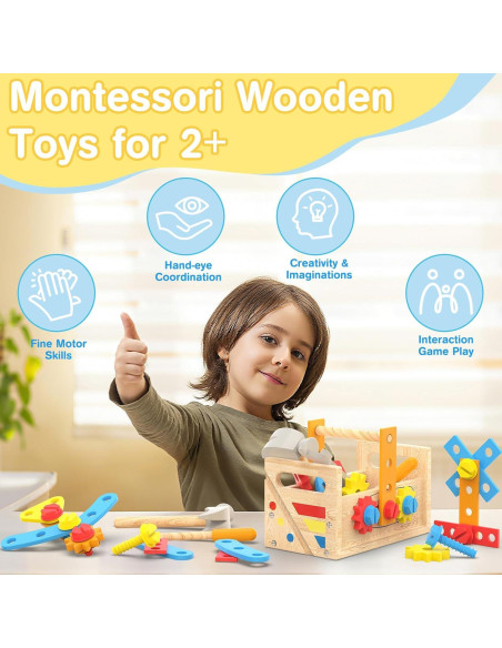 Juego de Herramientas de Madera JOYSINTOY para Niños 2-4 Años Juego de Herramientas de Madera JOYSINTOY para Niños 2-4 Años