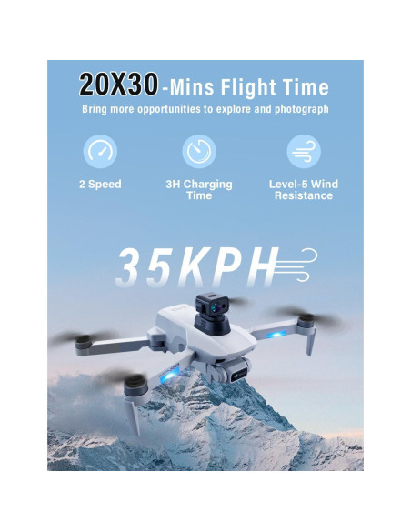 Dron GPS CANKETEC 4K Plegable con Cámara FPV y 60 min Vuelo