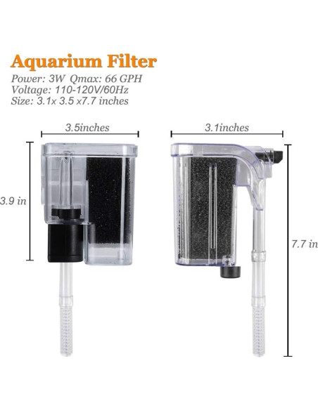Filtro de Acuario PULACO Ultra Silencioso 66 GPH 3W 1-5 Galones