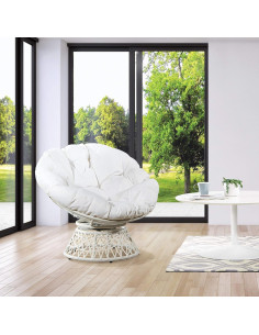 Silla Papasan OSP Home Furnishings Mimbre Blanco 360 2