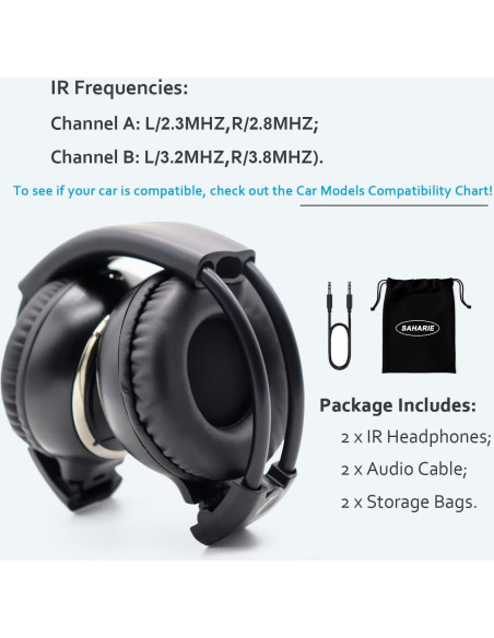 Auriculares Inalámbricos IR SAHARIE para DVD de Coche - 2 Pcs