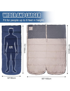 Saco de Dormir REDCAMP para Adultos 3-4 Temporadas 190.5x81.3cm 2
