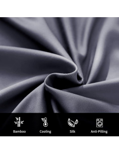 Sábana Ajustable Queen HCORA 100% Viscosa Bambú 400 Hilos Gris 2