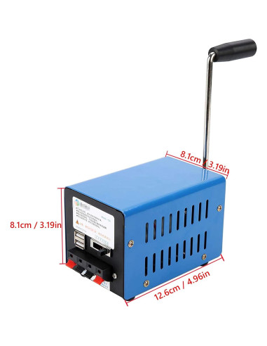 Generador Manual de Manivela YaeTek 20W USB Portátil Azul