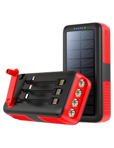 Banco de Energía Solar 63200mAh Cargador Portátil Rojo