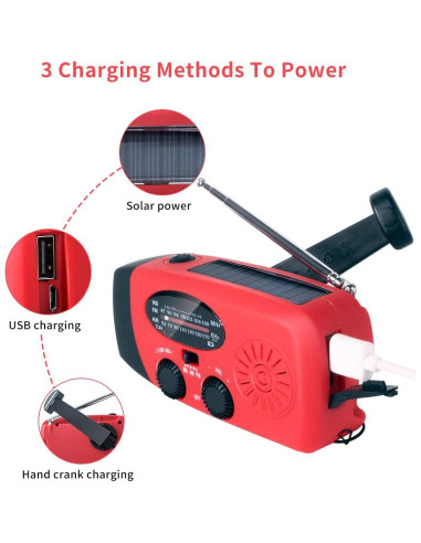 Radio de Emergencia Solar Echainstar CRH 108 con Linterna LED 2000mAh