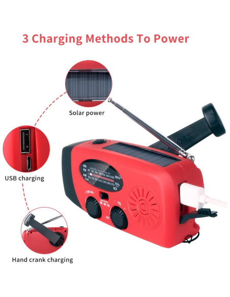 Radio de Emergencia Solar Echainstar CRH 108 con Linterna LED 2000mAh