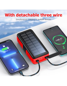 Banco de Energía Solar 63200mAh Cargador Portátil Rojo 2