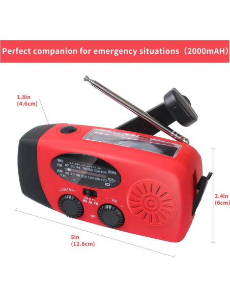 Radio de Emergencia Solar Echainstar CRH 108 con Linterna LED 2000mAh