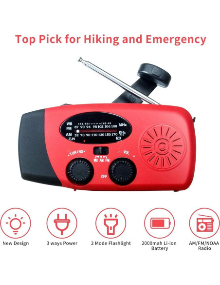 Radio de Emergencia Solar Echainstar CRH 108 con Linterna LED 2000mAh
