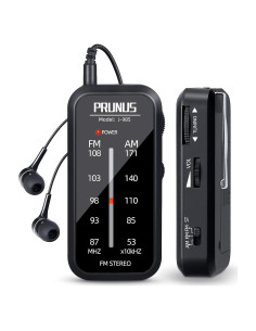 Radio de bolsillo AM FM PRUNUS J-985 portátil estéreos