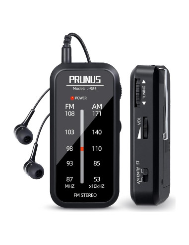 Radio de bolsillo AM FM PRUNUS J-985 portátil estéreos