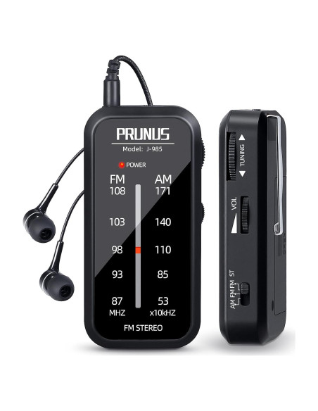 Radio de bolsillo AM FM PRUNUS J-985 portátil estéreos