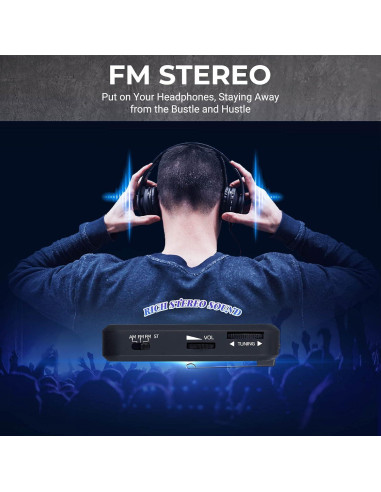 Radio de bolsillo AM FM PRUNUS J-985 portátil estéreos