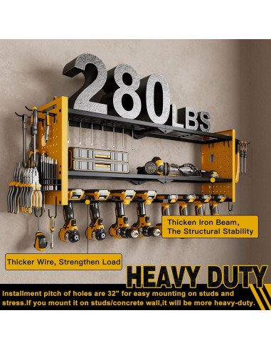 Organizador de Herramientas Montaje en Pared NattyDot Amarillo