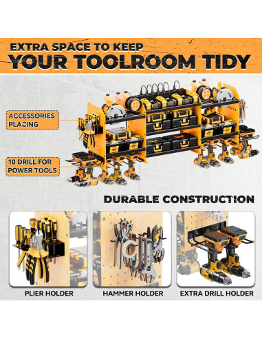 Organizador de Herramientas WIWIDRM Montaje en Pared 10 Soportes