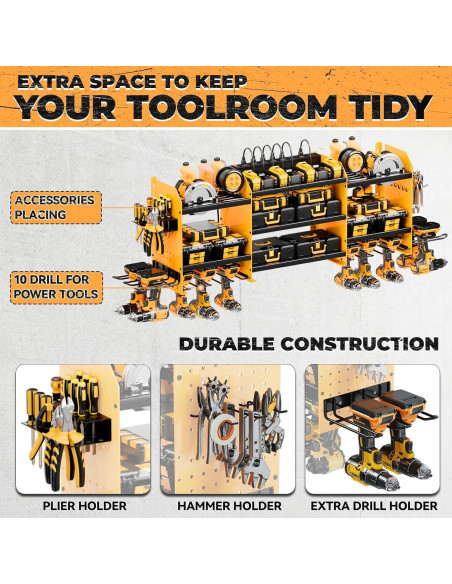 Organizador de Herramientas WIWIDRM Montaje en Pared 10 Soportes Organizador de Herramientas WIWIDRM Montaje en Pared 10 Soportes