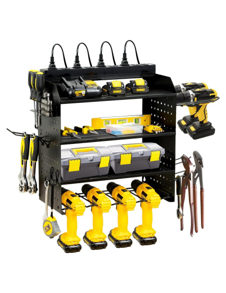 Organizador de Herramientas Eléctricas HomeJayde 4 Estantes 8 Salidas Organizador de Herramientas Eléctricas HomeJayde 4 Estantes 8 Salidas