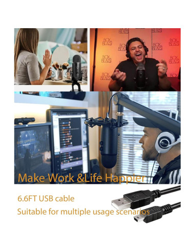 Cable USB de Micrófono Blue Yeti 2.0m - Reemplazo Compatible