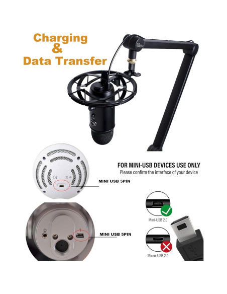 Cable USB de Micrófono Blue Yeti 2.0m - Reemplazo Compatible