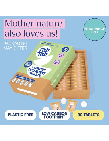 Tabletas de detergente para lavandería Fab Tab 30 unidades