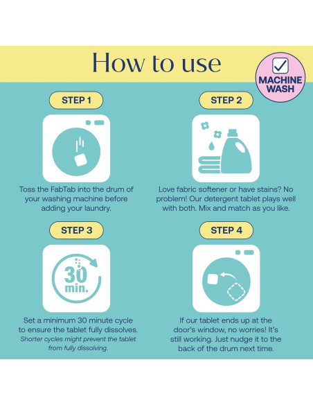 Tabletas de detergente para lavandería Fab Tab 30 unidades