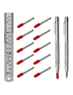 Paquete de 2 herramientas de grabado Mriuuod con 10 puntas y regla 15cm