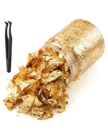 Copos de Hoja de Oro Imitación FOJOO 10g con Pinzas DIY