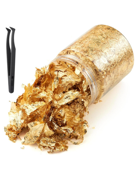 Copos de Hoja de Oro Imitación FOJOO 10g con Pinzas DIY