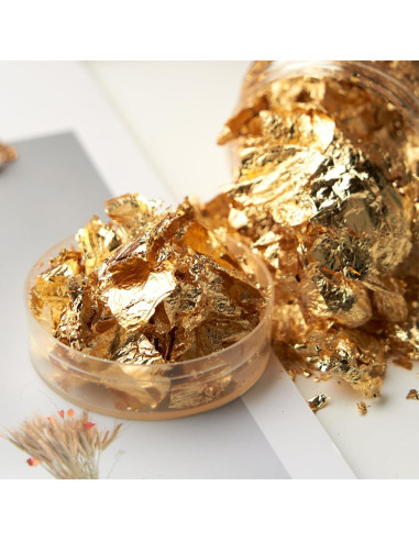 Copos de Hoja de Oro Imitación FOJOO 10g con Pinzas DIY