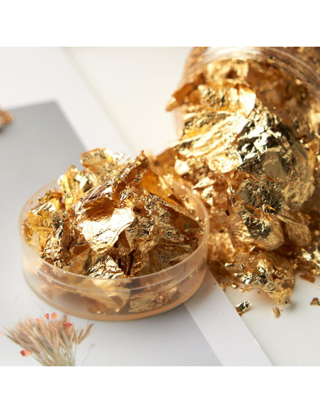 Copos de Hoja de Oro Imitación FOJOO 10g con Pinzas DIY