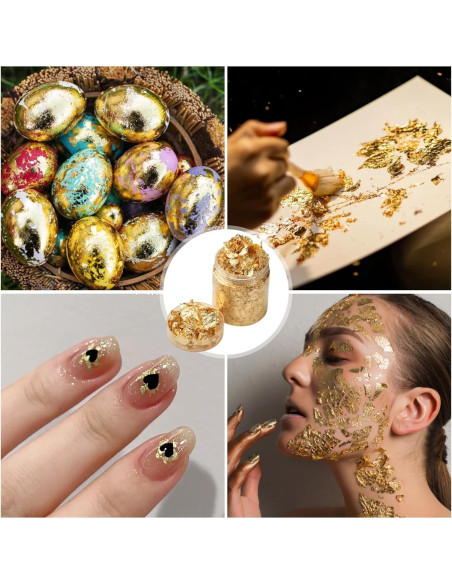 Copos de Hoja de Oro Imitación FOJOO 10g con Pinzas DIY