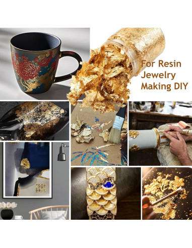 Copos de Hoja de Oro Imitación FOJOO 10g con Pinzas DIY