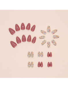Uñas Postizas Cortas BDKAIWU Diseño Floral 30 Pcs 2