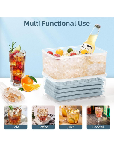 Bandejas de Hielo Mini WIBIMEN 4 Pack Redondas Azul