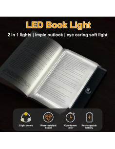 Luz de Libro Recargable Verdzo F17 - 3 Temperaturas, Portátil 2