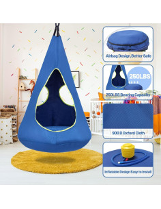 Silla Columpio Hamaca Colgante SUCHDECO Azul 81 cm Diámetro 2