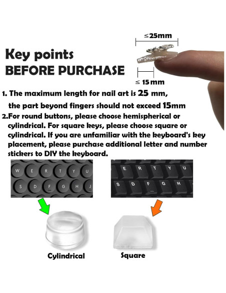 80 Calcomanías Elevadas para Teclado Ocdin - Cilindro Negro