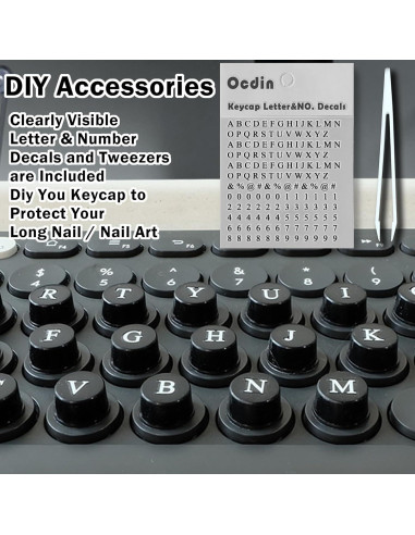 80 Calcomanías Elevadas para Teclado Ocdin - Cilindro Negro